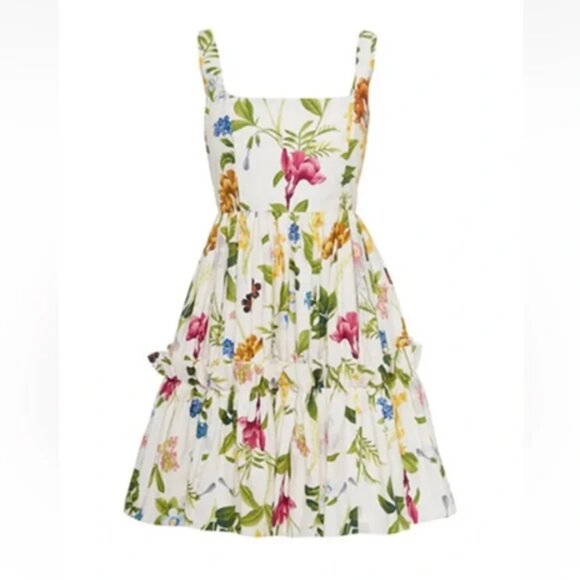 Cara Cara Sasha Floral Apron Flare Dress In Hudson Ivory 4 - Picture 3 of 12